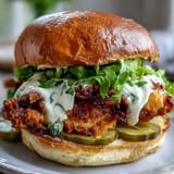 The Spicy Chicken Sandwich features juicy, heat-packed chicken and creamy homemade sauce dripping down the sides.