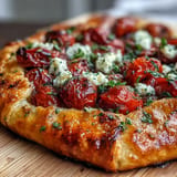 Golden Roasted Cherry Tomato and Feta Galette, bursting with flavor.