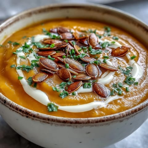 Golden roasted acorn squash halves and aromatics ready for blending into a silky, warm soup.