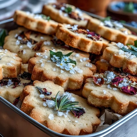 A box of delicate Mothers Day floral shortbread cookies, each adorned with edible flowers for a springtime celebration.