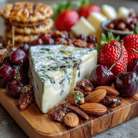 Vibrant summer charcuterie board with fresh fruit and honey, overflowing with flavors.
