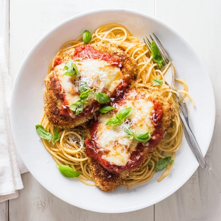 Juicy, tender chicken cutlets coated in crunchy breadcrumbs, smothered in rich tomato sauce and gooey melted cheese for a comforting Italian-American meal.