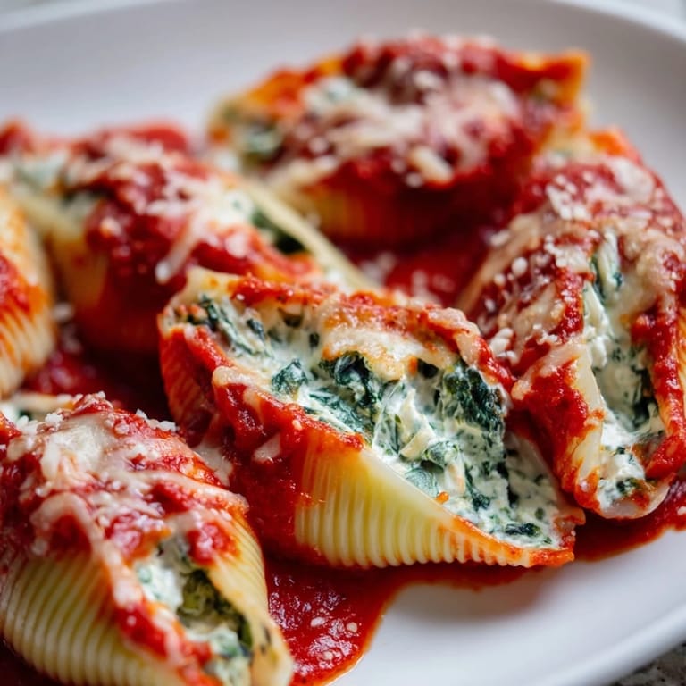 Homemade Italian-inspired Stuffed Shells with a golden cheese crust, perfect for a comforting vegetarian dinner in the U.S.
