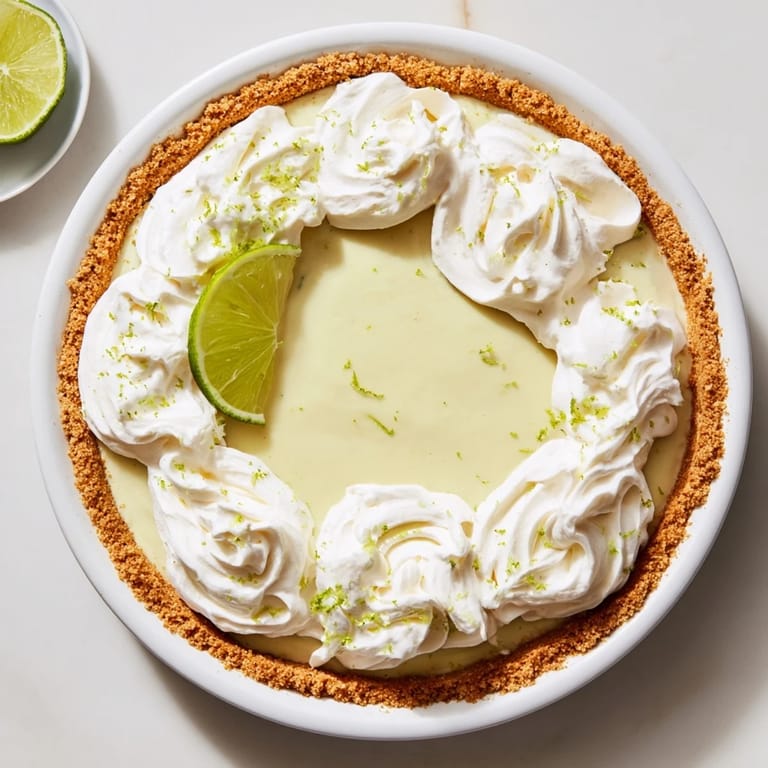Sweet-tart key lime pie with a perfectly golden graham cracker bottom.
