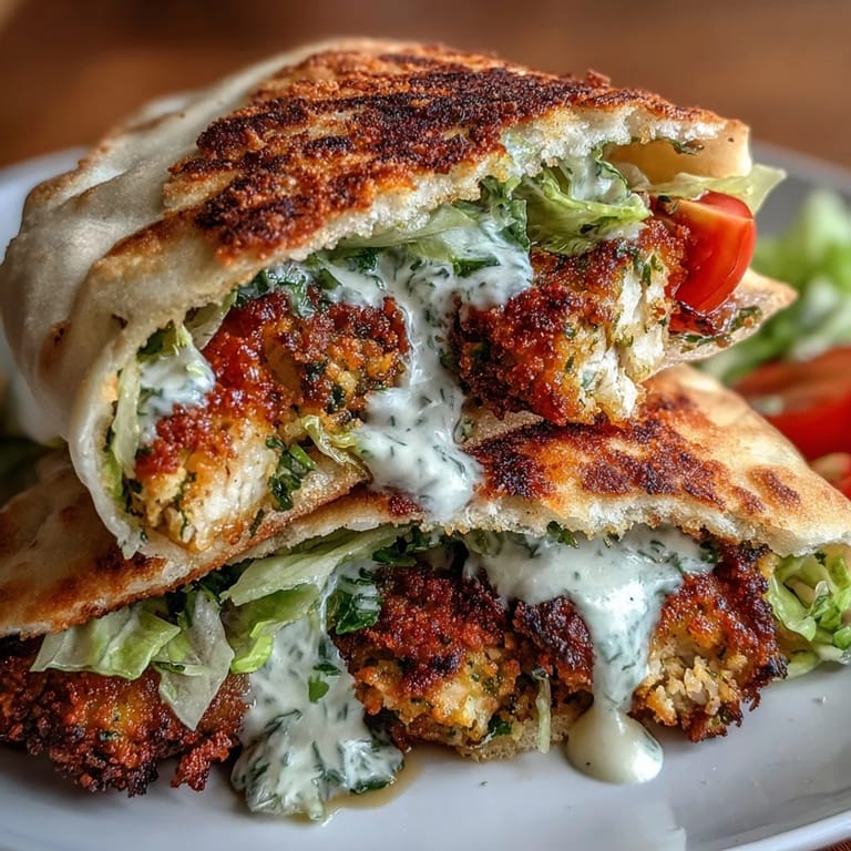 Tender, seasoned chicken tenders stuffed into pita pockets with creamy Caesar salad.