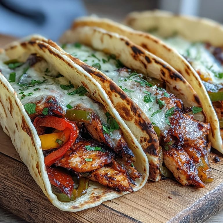 Tender chicken slices and charred vegetables for flavorful Easy Chicken Fajitas at home.
