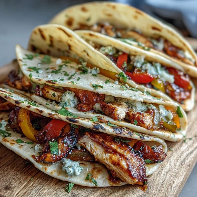 Easy Chicken Fajitas plated with lime wedges, fresh cilantro, and a dollop of sour cream.