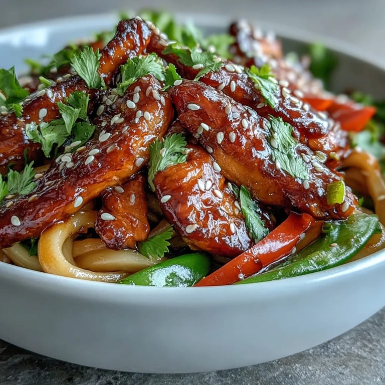 Fresh lime wedges and cilantro brighten this sesame chicken noodle bowl.
