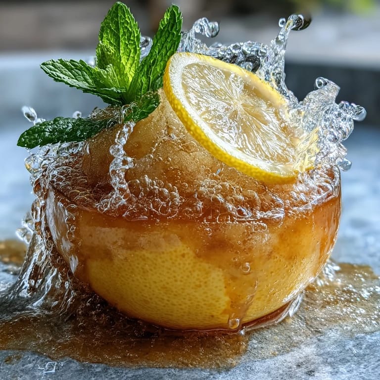 Bubbly Limoncello and lemon sorbet dessert drink, perfect for a refreshing summer treat with sparkling water.