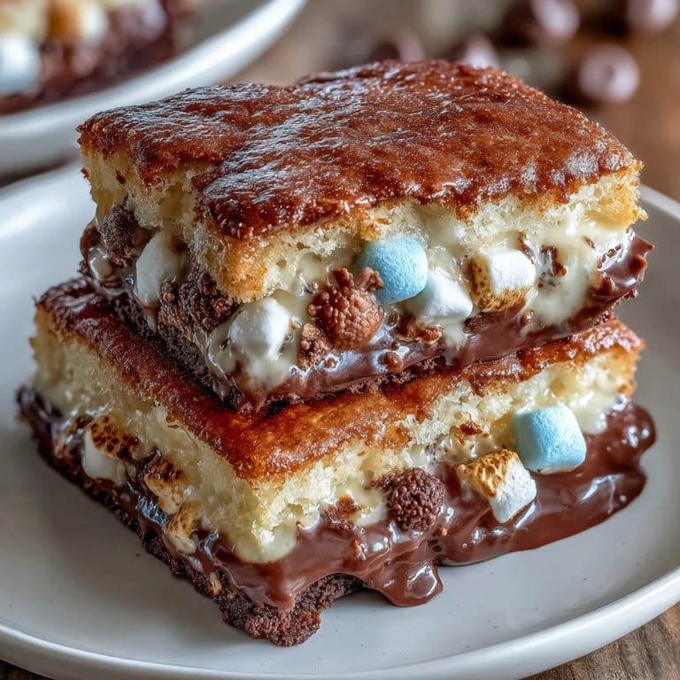 Golden toasted marshmallows melt over rich chocolate in a cast iron skillet, creating a warm, shareable s'mores dip for summer parties.