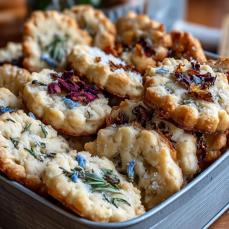 Buttery shortbread cookies decorated with vibrant edible flowers, perfect for gifting on Mothers Day or any special occasion.