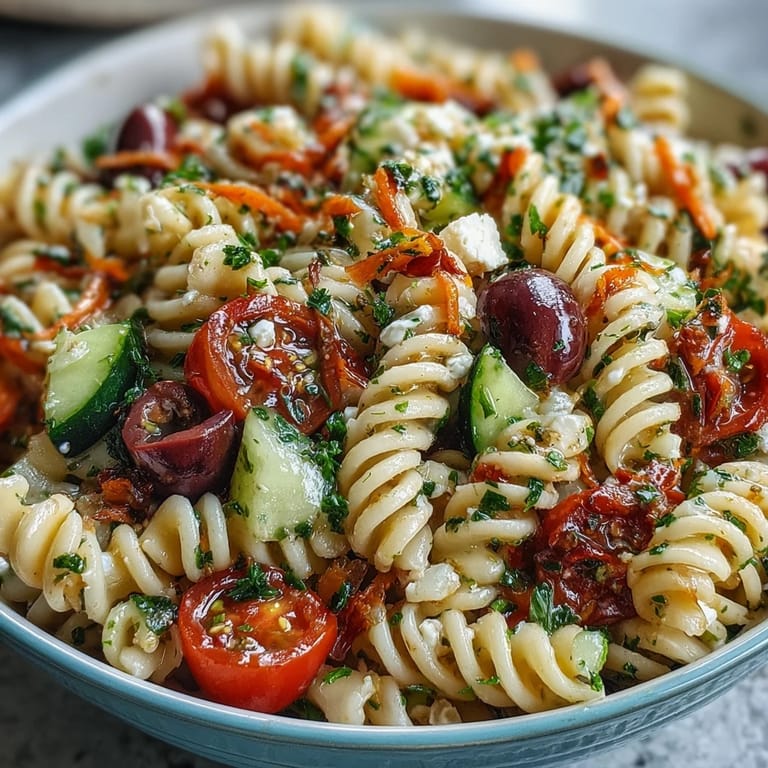 Refreshing Memorial Day Pasta Salad, perfect for a sunny outdoor picnic.