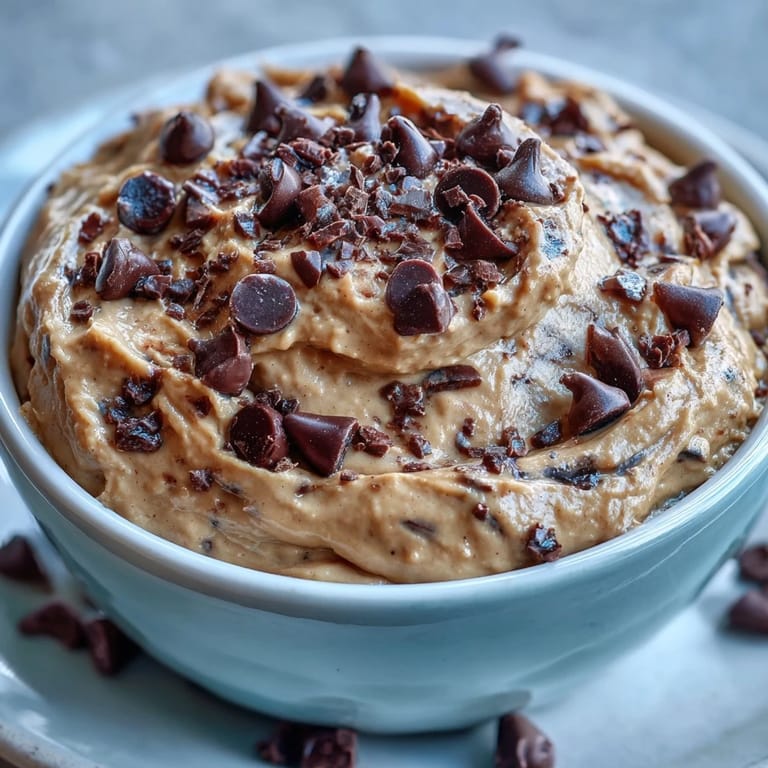 Fluffy no-bake Fiber-Packed Chickpea Cookie Dough Dip, ideal for healthy sweet cravings.