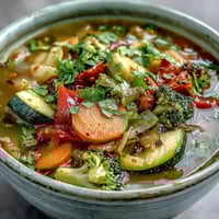Fragrant ginger vegetable soup steams in a rustic bowl, garnished with fresh cilantro and sesame seeds.