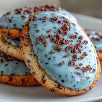 Robins Egg Speckled Sugar Cookies with pale blue icing and chocolate speckles, perfect for spring baking.  