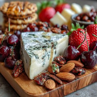 Vibrant summer charcuterie board with fresh fruit and honey, overflowing with flavors.