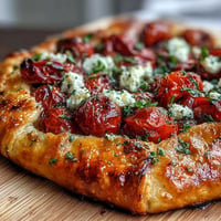 Golden Roasted Cherry Tomato and Feta Galette, bursting with flavor.